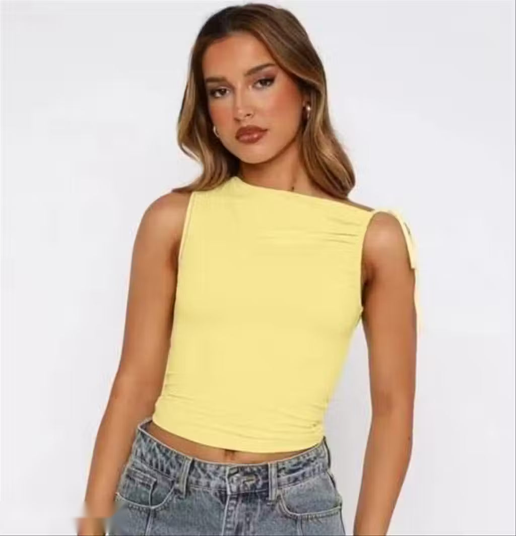 Yellow Sleeveless Fitted Top