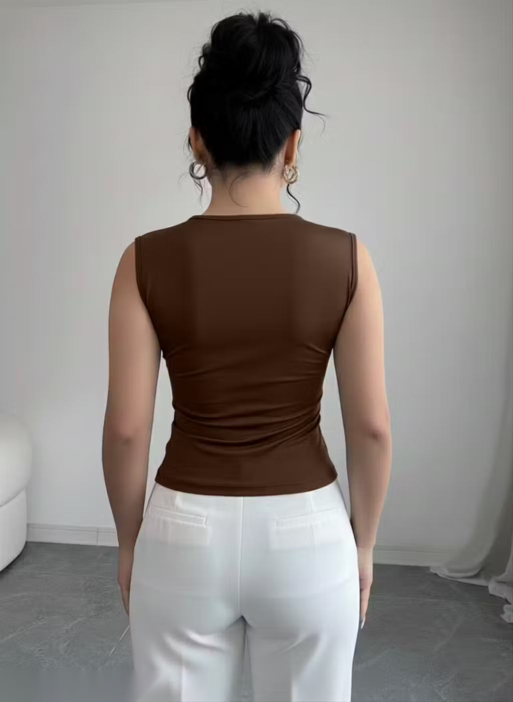 Golden Edge Asymmetric Crop Top
