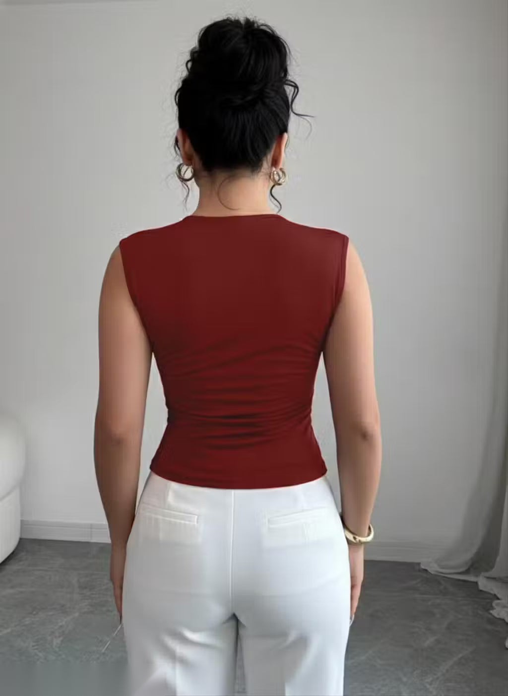 Golden Edge Asymmetric Crop Top