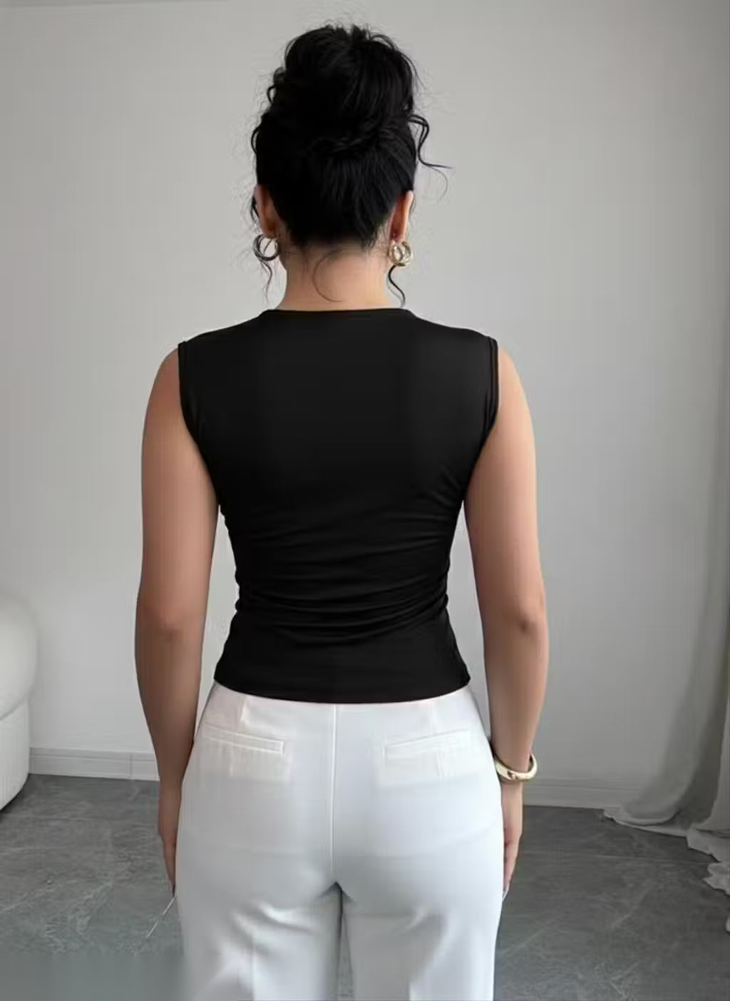 Golden Edge Asymmetric Crop Top