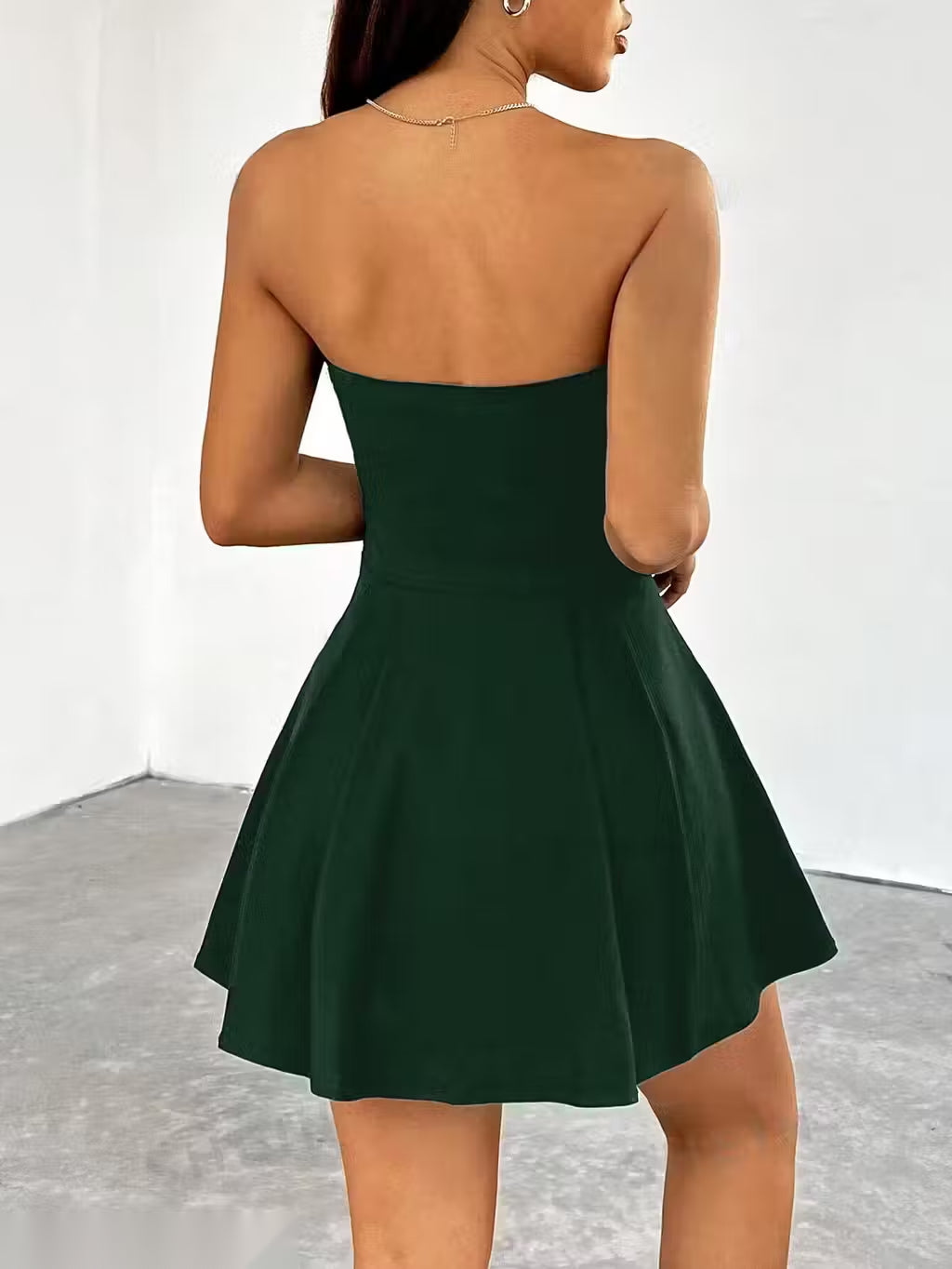 Solid Tube Fit & Flared Mini Dress