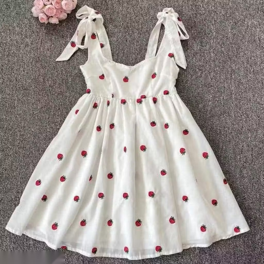 Berry Bliss White Swing Dress
