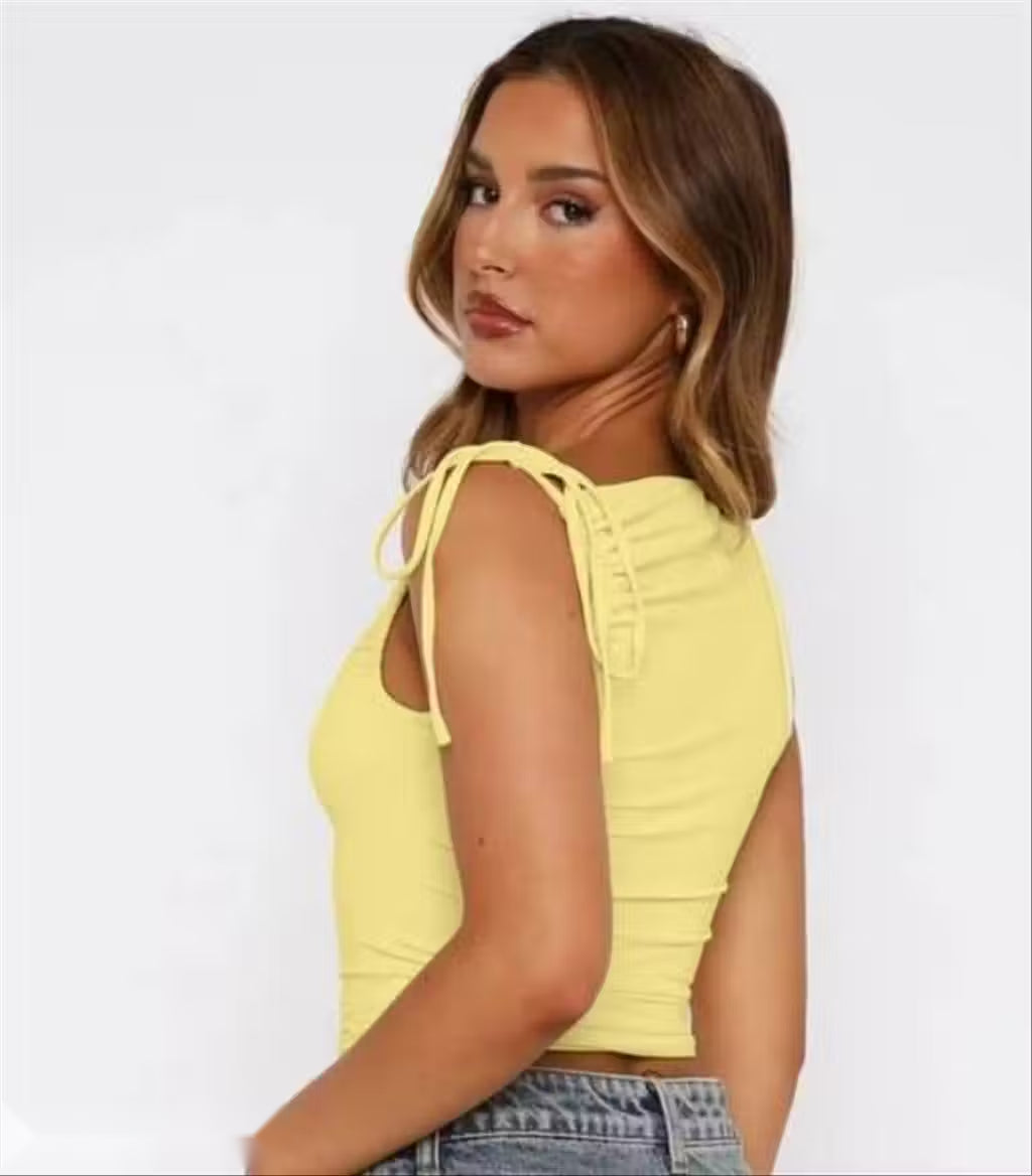 Yellow Sleeveless Fitted Top
