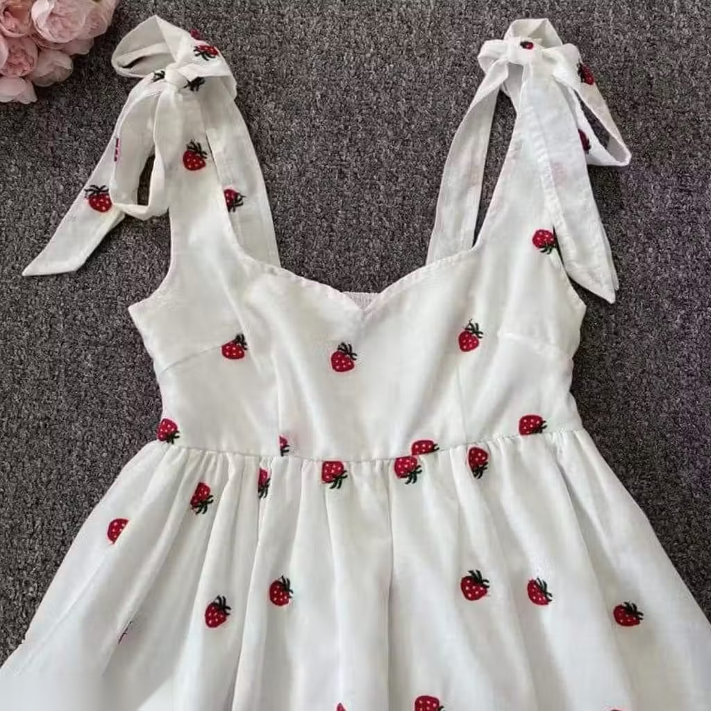 Berry Bliss White Swing Dress