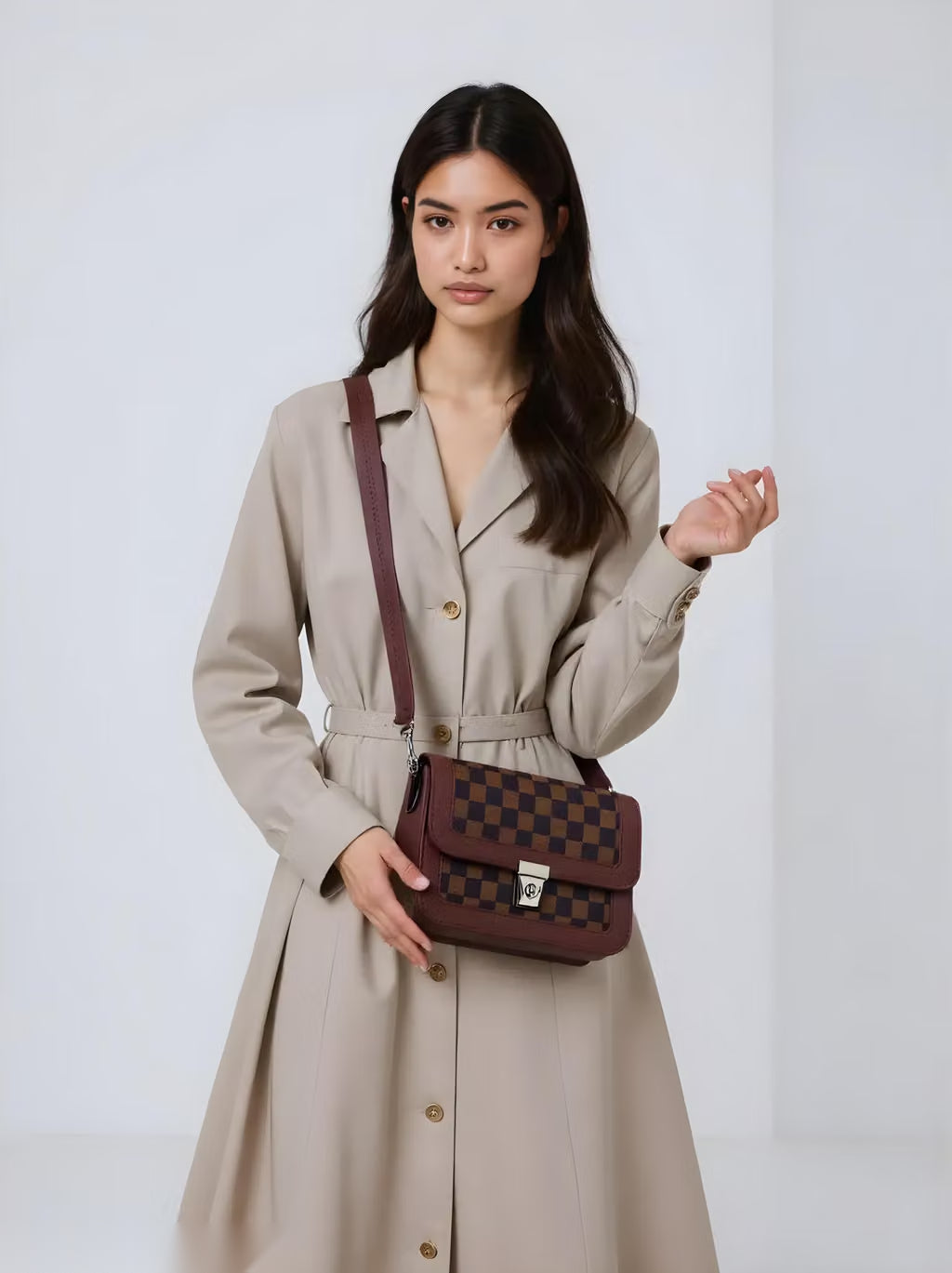 Hazel Check Box Sling Bag