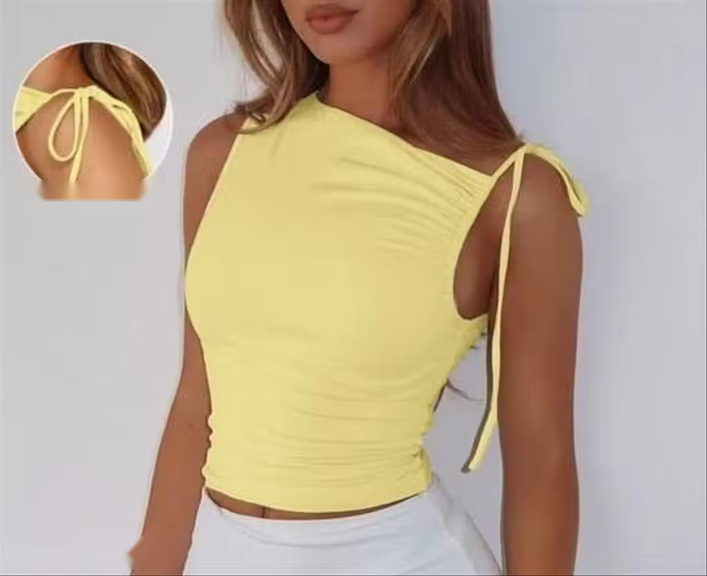 Yellow Sleeveless Fitted Top