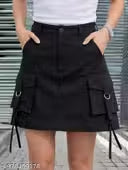 Black High-Waist Cargo Mini Skirt